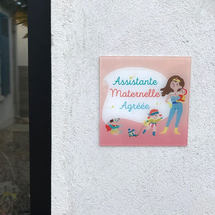 Plaque Assistante Maternelle Agréée 15x20cm - Panneau Nounou Nourrice Pancarte Assmat Métal Aluminium